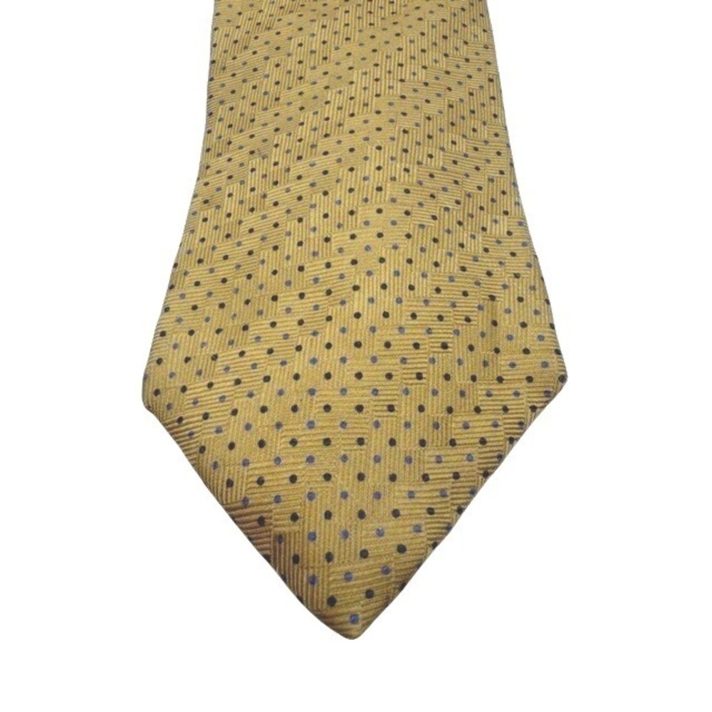 Vintage Harold Powell Mens Silk Tie Gold Yellow Geometric Polka Dot 3 1/2" x 58"